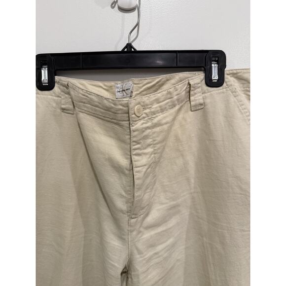 Calvin Klein Ivory Wide Leg Cotton Linen Lightweight Pants - Size 14 - Picture 9 of 9